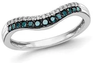 1/5 Carat (ctw) Blue and White Diamond Ring in 14K White Gold