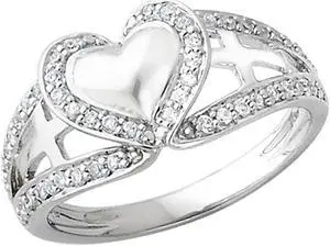 Pure Heart Ring in Sterling Silver with Synthetic Cubic Zirconia
