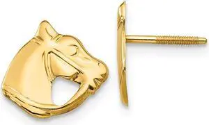 Baby Horse Earrings in 14K Yellow Gold