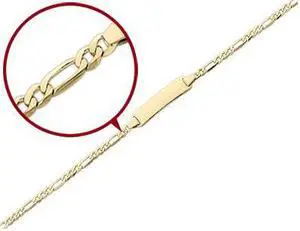 14K Yellow Gold Engraveable Figaro ID Bracelet ( 7 Inches)