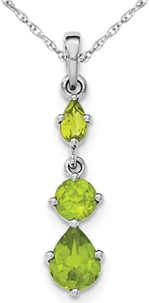 2.60 Carat (ctw) Natural Peridot Drop Dangle Pendant Necklace in Sterling Silver with Chain