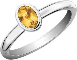 2/5 Carat (ctw) Solitaire Oval Citrine Ring in Sterling Silver
