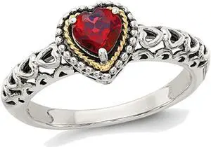 5mm Garnet Ring in Sterling Silver with 14K Gold Accents