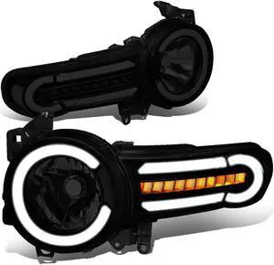 DNA Motoring HL-LB-FJC07-BK-SM-CL1 For 2007 to 2014 Toyota FJ Cruiser Pair LED DRL+Sequential Turn Signal Front Bumper Headlight Corner Lamps Tinted/Clear 08 09 10 11 12 13