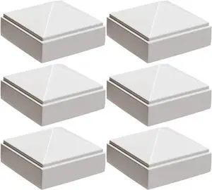 2" x 2" Aluminium Pyramid Post Cap for Metal Posts - Pressure Fit - White (6 Pack)