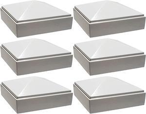 2.5" x 2.5" Aluminium Pyramid Post Cap for Metal Posts - Pressure Fit - White (6 Pack)