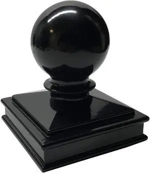 Decorex Hardware 3" x 3" Aluminium Ball Top Post Cap for Metal Posts - Pressure Fit - Black