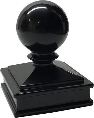 Decorex Hardware 2.5" x 2.5" Aluminium Ball Top Post Cap for Metal Posts - Pressure Fit - Black