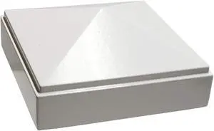 Decorex Hardware 3" x 3" Aluminium Pyramid Post Cap for Metal Posts - Pressure Fit - White