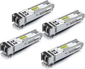 10Gtek Gigabit Multimode SFP 1000Base-SX LC Fiber Module, 850nm MMF, up to 550m, for Cisco GLC-SX-MMD, SFP-GE-S, Meraki MA-SFP-1GB-SX, Ubiquiti UniFi UF-MM-1G, Mikrotik, TP-Link TL-SM311LM, Pack of 4