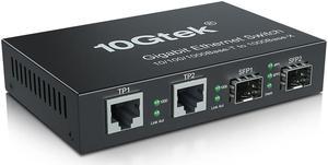 10Gtek 4 Ports SFP to Gigabit Ethernet Media Converter, 2x SFP Ports and 2x RJ45 SFP Switches (without Module)