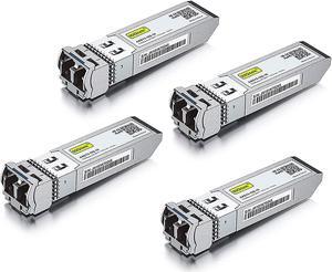 4-PACK 10GBase-LR SFP+ Transceiver, 10G 1310nm SMF, up to 10 km, Compatible with Ubiquiti UniFi UF-SM-10G