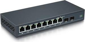 10-Port Gigabit Ethernet Fiber Switch, with 2 SFP Slots (1000M), Without Transceiver
