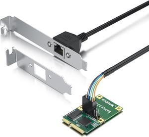10Gtek Mini PCIe 1G Gigabit Ethernet Network Card (Intel I210AT), 30-cm Cable Length