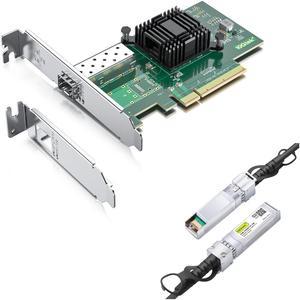 10Gtek 10Gb Network Card with an SFP+DAC Twinax Cable 1M (3.3ft), Compare to Intel X520-DA1(Intel E10G42BTDA) with Intel 82599EN Controller, Single SFP+, PCI Express Ethernet LAN Adapter,