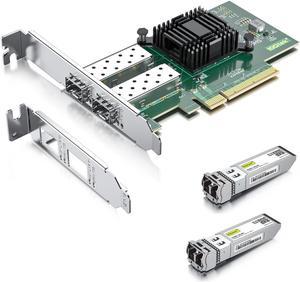 10Gb Network Card, Dual SFP+ Port, with Intel 82599EN Controller, PCIe x8 Ethernet  Adapter Support Windows Server/Linux/VMware, Compare to Intel X520-DA2(Intel E10G42BTDA), with 2 Pcs 10GBase-SR