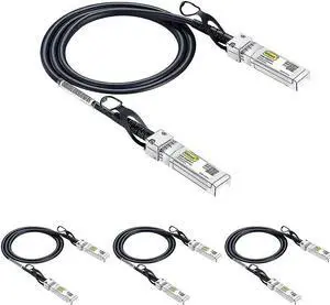 10Gtek# [4-Pack 10G SFP+ DAC Cable - 10GBASE-CU Passive Direct Attach Copper Twinax SFP Cable for Cisco SFP-H10GB-CU0.5M, Meraki MA-CBL-TA-0.5M, Fortinet, Ubiquiti UniFi, D-Link, 0.5-Meter(1.6ft)