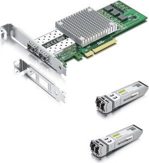 10Gb PCIe X8 Network Interface Card with Broadcom BCM57810S Chip, Dual SFP+ Port Adapter, with 2 PCS 10GBase-LR SFP+ Transceiver