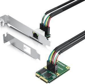 10Gtek Mini PCIe 1.25G Gigabit Ethernet Network Card (Intel I210AT), with LED light, 30-cm cable length