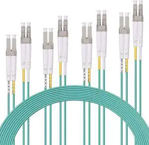 10Gtek Fiber Optic Cable - LC to LC OM3 10Gb/Gigabit Multi-Mode Jumper Duplex 50/125m LSZH Fiber Optic Cord for SFP Transceiver, Aque, 3-Meter(9.8 ft.) 4 Pack