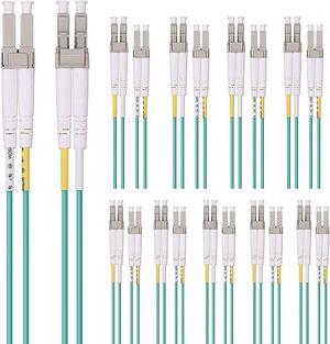 10Gtek Fiber Optic Cable - LC to LC OM3 10Gb/Gigabit Multi-Mode Jumper Duplex 50/125m LSZH Fiber Optic Cord for SFP Transceiver, Aque, 1-Meter(3.28 ft.) 10 Pack