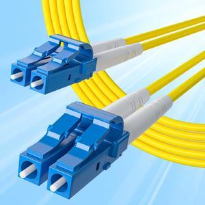 Fiber Patch Cable - LC to LC OS2 10Gb/Gigabit Singlemode Jumper Duplex 9/125 LSZH Fiber Optic Cord for SMF SFP Transceiver, Yellow, 50-Meter(164-ft)