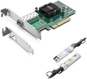 10Gtek Compare to Intel X520-DA1(Intel E10G42BTDA), 10Gb Network Card with Intel 82599EN Controller, Single SFP+, PCI Express Ethernet LAN Adapter, with an SFP+ DAC Twinax Cable 3M(9.8ft)