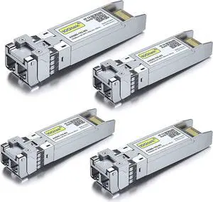 10Gtek 10GBase-SR SFP+ LC Transceiver, 10G 850nm Multimode SFP Module, up to 300 Meters, for Cisco SFP-10G-SR, Meraki MA-SFP-10GB-SR, Ubiquiti UniFi UF-MM-10G, Fortinet, Mikrotik and More, Pack of 4