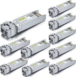 10-PACK 10GBase-SR SFP+ Transceiver, 10G 850nm MMF, up to 300 Meters, Compatible with Ubiquiti UniFi UF-MM-10G
