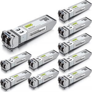 10Gtek 10GBase-LR SFP+ Transceiver, 10G 1310nm SMF SingleMode Fiber Optic Module, 10km, for Cisco SFP-10G-LR, Meraki MA-SFP-10GB-LR, Ubiquiti UniFi UF-SM-10G, Fortinet, Mikrotik and More, Pack of 10