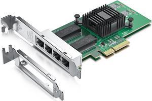 10Gtek Gigabit Ethernet Network Adapter, For Intel I350-T4 Network Card, with Intel I350 Chip, PCI Express 2.1 X4, Quad Copper RJ45 Ports,Support Windows7/8/10/Vista/XP, Linux, VMware ESX/ESXi*