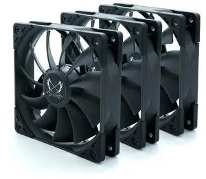 Scythe Kaze Flex 120 High Air Flow PC Case Fan, Fluid Dynamic Bearing,120mm x 25mm (3-Pack, PWN 4-pin, 1500RPM)