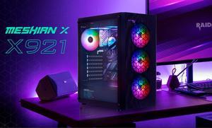 Raidmax X921 Mesh Airflow and Tempered Glass Gaming PC Case with Fans, Pre-Installed 6 Static RGB Color Fans, ATX Mid Tower PC Case, Black, Support ATX, Micro ATX, Water Colling
