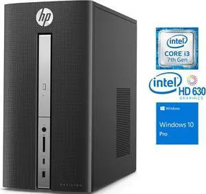 HP Pavilion 570 Desktop, Intel Core i3-7100 3.9GHz, 8GB RAM, 256GB SSD, DVDRW, VGA, HDMI, Card Reader, Wi-Fi, Bluetooth, Windows 10 Pro