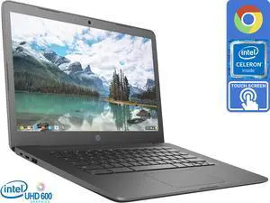 HP 14 Chromebook, 14" HD Touch Display, Intel Celeron N3350 Upto 2.4GHz, 4GB RAM, 32GB eMMC, Card Reader, Wi-Fi, Bluetooth, Chrome OS (3JQ73UA)