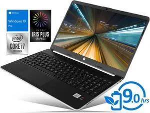 HP 15 Notebook, 15.6" HD Touch Display, Intel Core i7-1065G7 Upto 3.9GHz, 8GB RAM, 256GB NVMe SSD, HDMI, Card Reader, Wi-Fi, Bluetooth, Windows 10 Pro