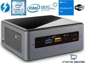 Intel NUC8i7BEH Mini PC/HTPC, Intel Core i7-8559U Up to 4.5GHz, 4GB DDR4, 256GB NVMe SSD, Wifi, Bluetooth 5.0, 4K Support, Dual Monitor Capable, Windows 10 Pro