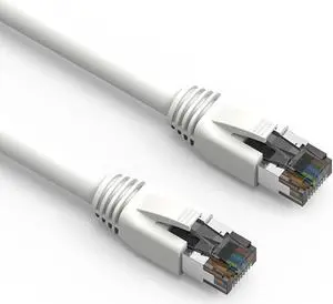 Fuji Labs 1Ft Cat8 S/FTP Ethernet Network Cable 2GHz 40G (Cat 8, White)
