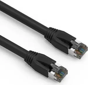 Fuji Labs 25Ft Cat8 S/FTP Ethernet Network Cable 2GHz 40G (Cat 8, Black)