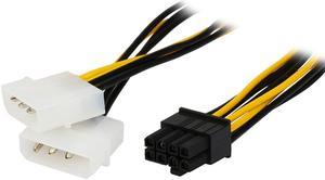 6 inch 2 x Molex 4 pin to 8-Pin PCI Express Video Card Pci-e ATX PSU Power Converter Cable - Molex to Pcie 8 pin (6+2) Adapter