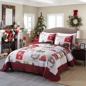 Ventray Christmas Quilt Set Queen - Reversible Bedspread Coverlet Christmas Snowman Reversible  Bedding Lightweight Bed Cover - Holiday Bedding Gift for Kids Adults, 1 Quilt 2 Pillow Shams