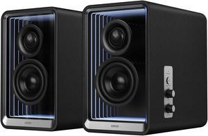 Edifier QR65 Active Monitor Speakers with 65W GaN Fast Charger Function, 70W RMS Bluetooth Computer Speakers with Hi-Res 24bit Wireless Audio, Subwoofer Out and Light Effects (Black)