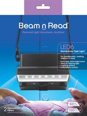 Beam n Read LED 6 Hands-Free Task Light; Extra Wide & Extra Bright Light from 6 LEDs Plus 2 blue-light-blocking Relaxation Filters