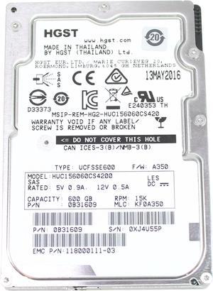 HGST 600Gb HUC156060CS4200 15K RPM 12GB/s SAS 2.5" EMC 118000111-03 UCFSSE600