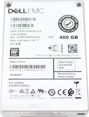 Dell EMC Hitachi 400Gb 512e HUSMM3240ASS204  Flash 12Gb/s SAS SSD 0B35074 EMC 118000545-02