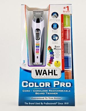 Wahl Color Pro Cord Cordless Rechargeable Beard Trimmer 8 Combs 9891100