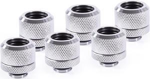 Alphacool Eiszapfen 14mm HardTube Compression Fitting G1/4 - Knurled - Chrome - Sixpack (17554)