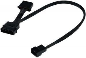 Phobya 4-Pin Molex Passthrough to 4-Pin PWM Cable - 30cm | Black (81118)