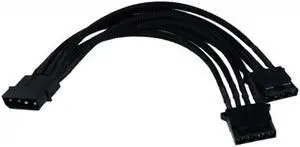 Phobya 4-Pin Molex to 2x Molex Splitter Cable - 20cm | Black (81117)