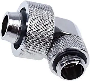 Alphacool Eiszapfen 1/2" ID x 3/4" OD G1/4 90Â° Rotatable Compression Fitting - Chrome (17243)